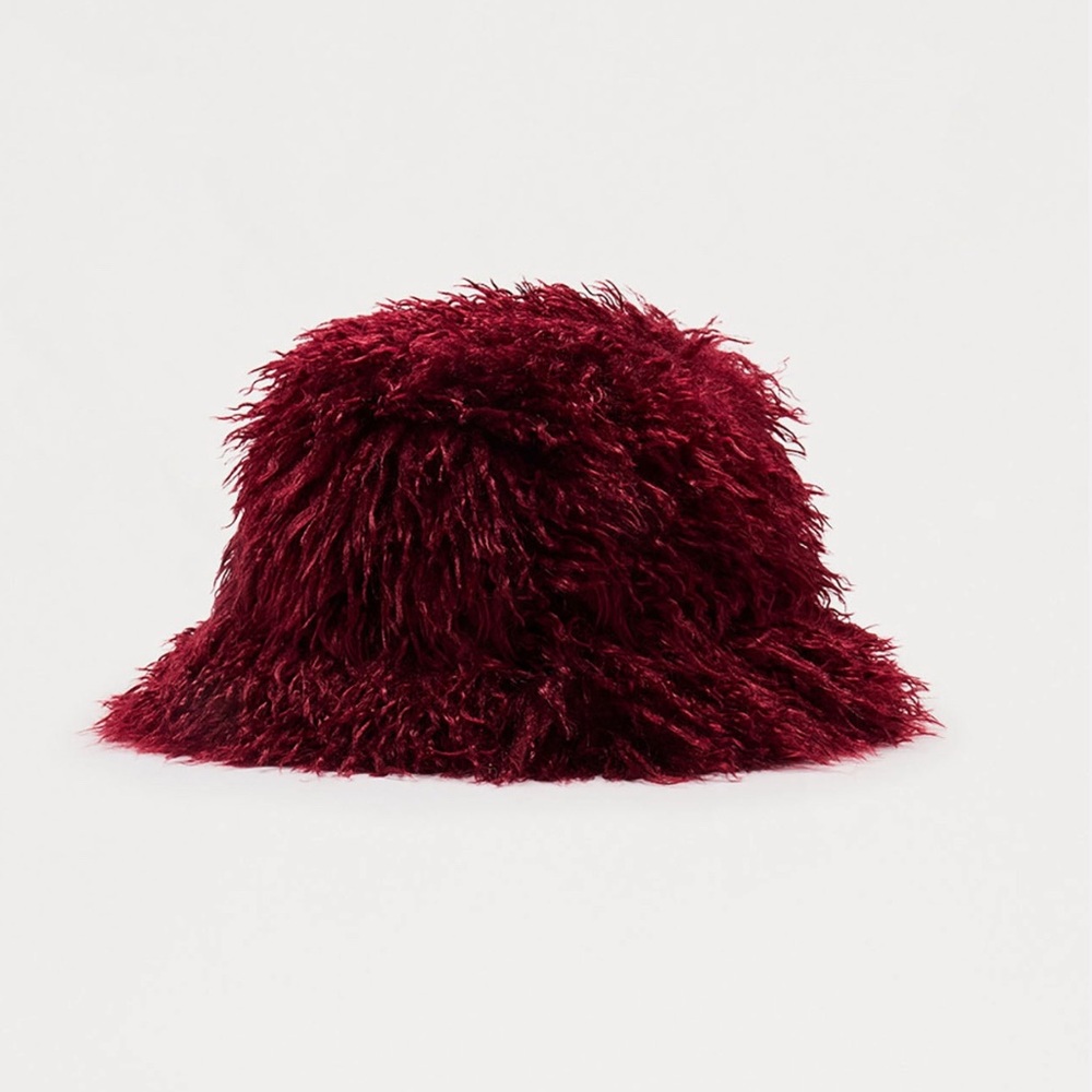 Fashion Nova Deep Red Faux Fur Hat